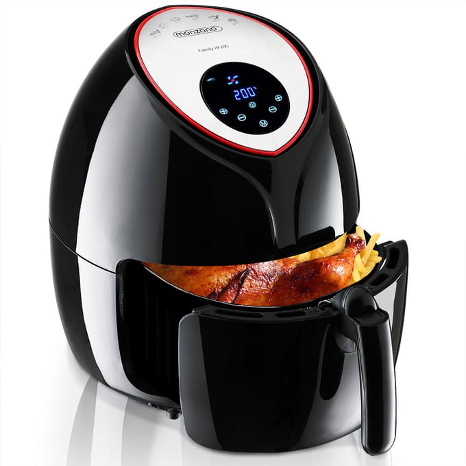 Monzana Hetelucht Friteuse - 6,5 L XXL LED & Timer 1850W - Zwart