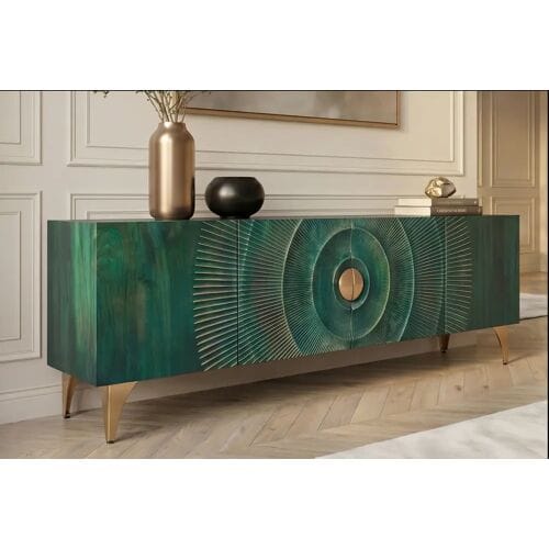 lowboard turquoise mangohout 180 cm