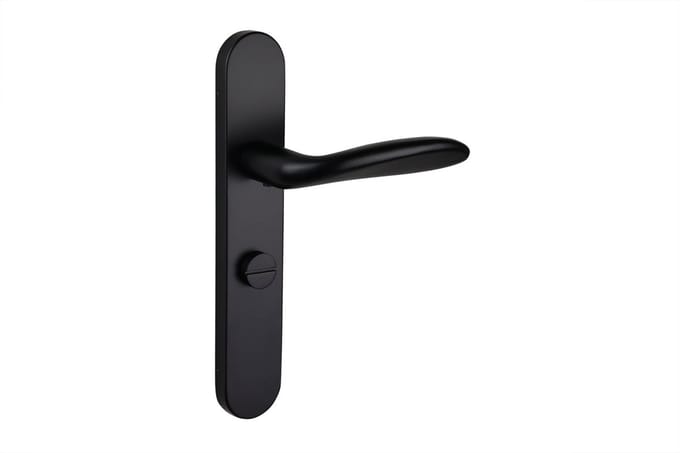 Lavuzo deurkruk Benevento Zwart met afgerond schild WC63/8 badkamersluiting | Per set | Deurklink met schild