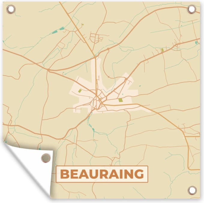 Tuindoek België - Kaart - Bearaing - Plattegrond - Stadskaart - 100x100 cm