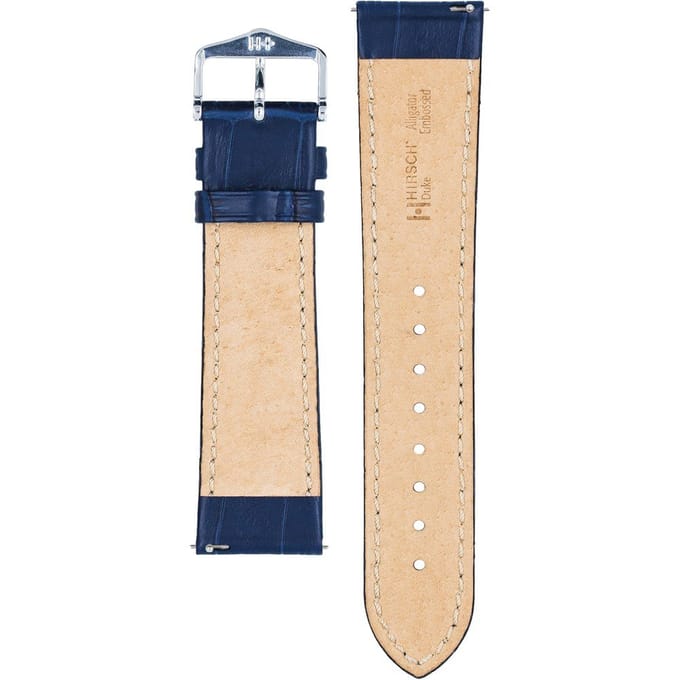 Hirsch Horlogeband -  Duke Donkerblauw - Leer - 22mm