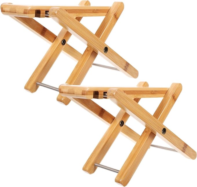 Bamboe Toiletkruk - Poepkruk Voetsteun - Verbeterde Ontlasting - Ergonomisch Ontwerp - 2 stuks - Beige