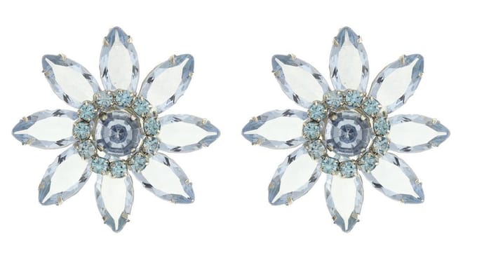Behave - statement oorbellen bloem blauw - elegant en nikkelvrij