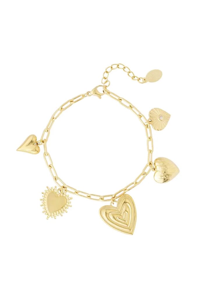 Bedelarmband - Hart - Goud - Yehwang - Dames - Stainless steel