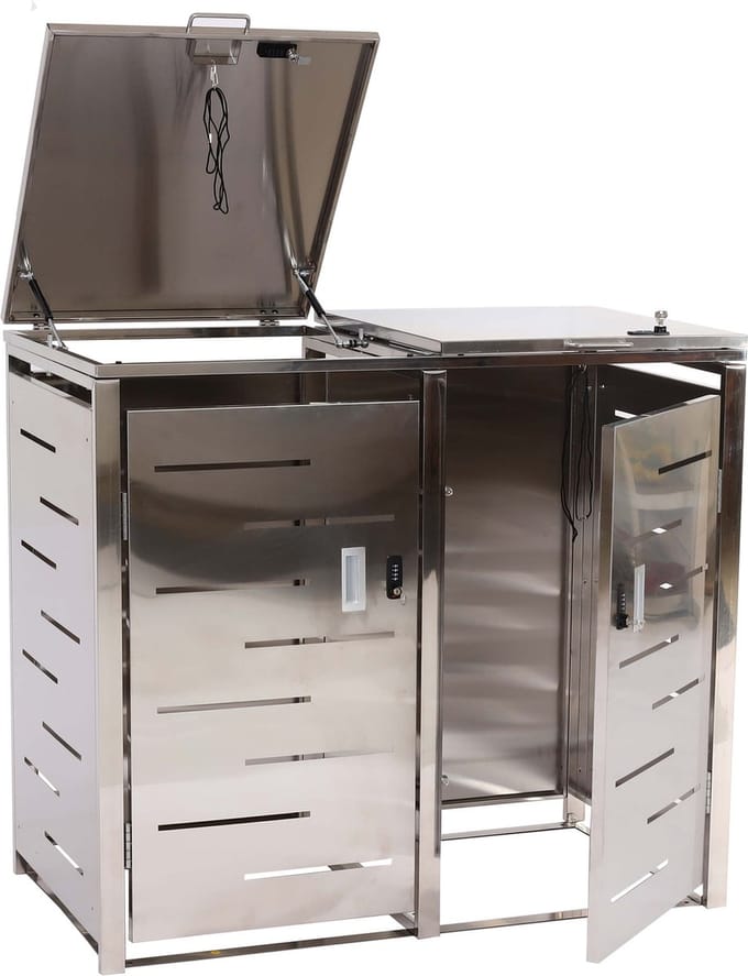 2-bakken stofbakdeksel MCW-E83, stofbakdeksel, uitschuifbaar 103x115x63cm ~ roestvrij staal 38kg