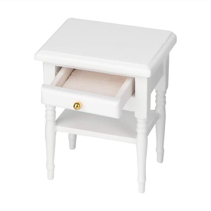 Onf3 - Mini Bedside Table - Wit Houten Speelgoed Meubel - voor
