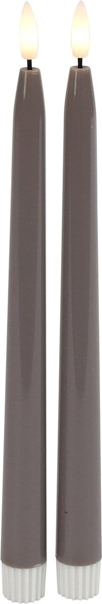 Countryfield LED dinerkaarsen - 2x st - grijs - 28 cm - met afstandsbediening