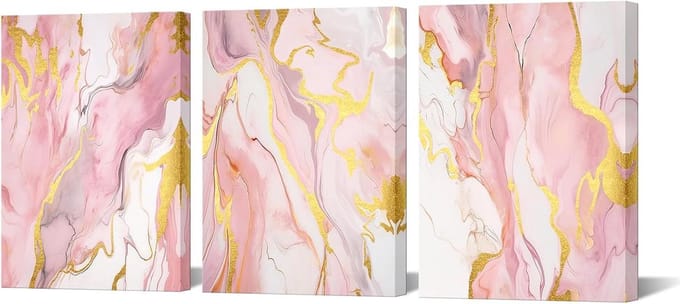 Abstract Canvas Schildering - Roze Goud Kunst - Muur Decoratie - Klaar om op te hangen