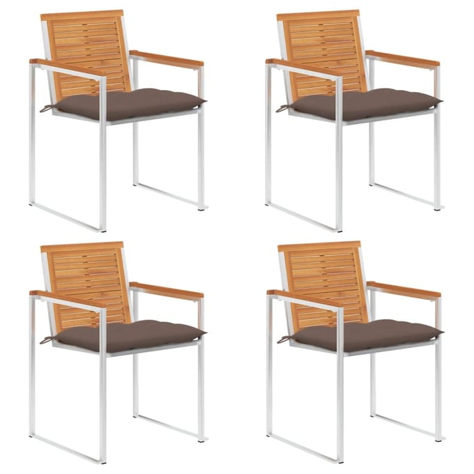 vidaXL - Tuinstoelen - 4 - st - met - kussens - massief - acaciahout