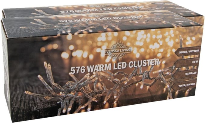 Svenska Living lichtsnoer cluster - 2x st.- warm wit - 3,5 m -576 leds