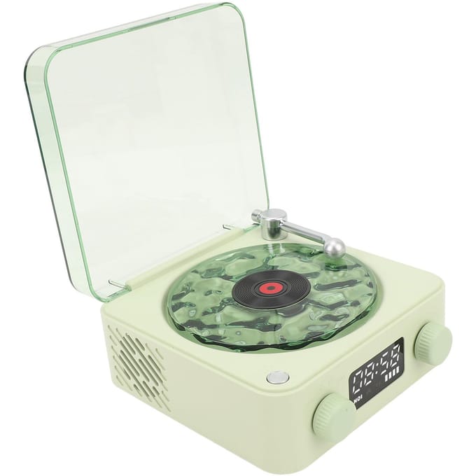 Vintage Platenspeler Bluetooth Speaker 4 Modi Draagbare Draadloze Platenspeler Stereo Luidspreker met groen