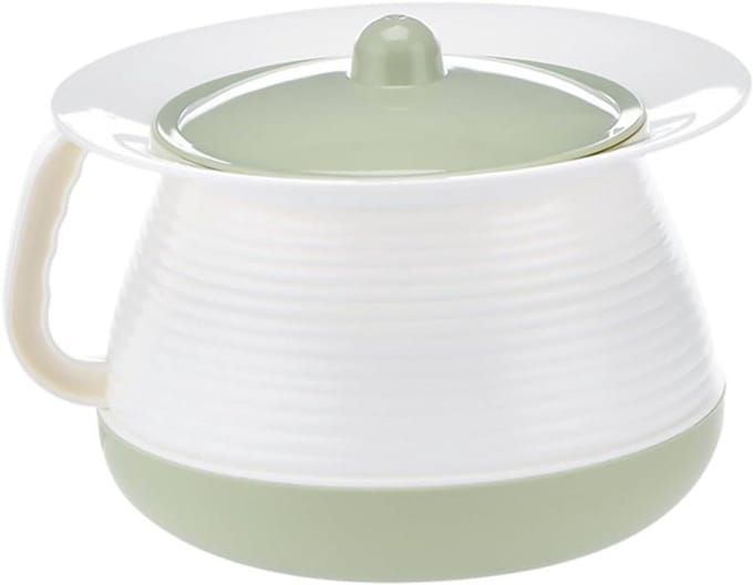 Plaspot met Deksel - Urinoir Potje - Thuiszorg Hulp - Draagbaar Compact Ontwerp - 21 cm Diameter - Wit