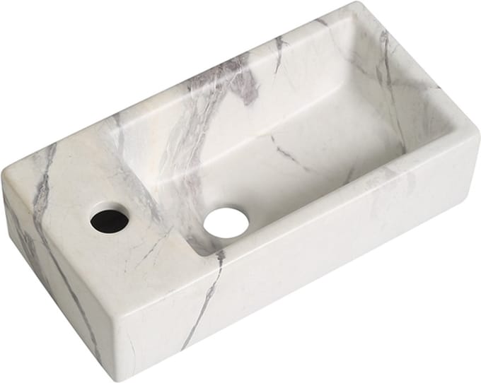 Fontein Mia 40.5x20x10.5cm marmerlook wit geaderd grijs links