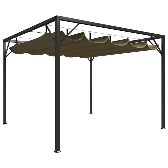 vidaXL - Tuinprieel - met - uittrekbaar - dak - 180 - g/m² - 3x3 - m - taupe