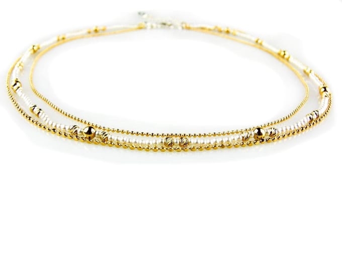 model Rosia ketting in zilver verguld en pareltjes