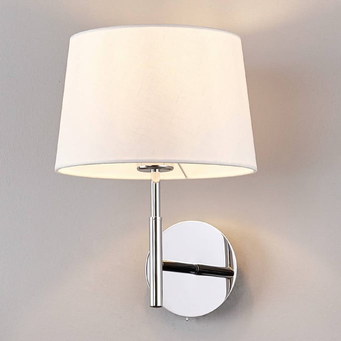 Lucande - Wandlamp - 1licht - stof, metaal - H: 33 cm - E27 - wit, chroom