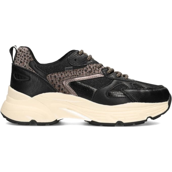 POSH by Poelman AYOKI Dames Sneakers - Zwart Met Grijs Combinatie