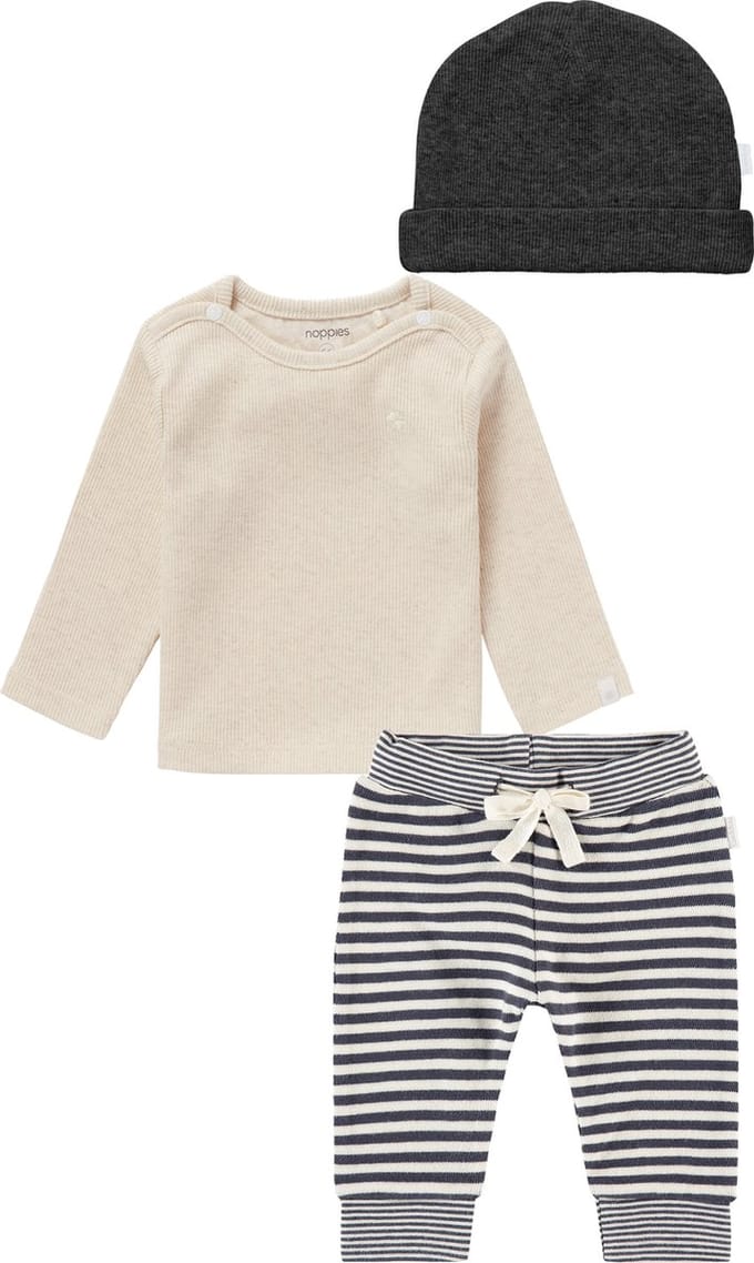 Noppies - kledingset (3delig) - Broek - Shirt - Muts - Maat 50