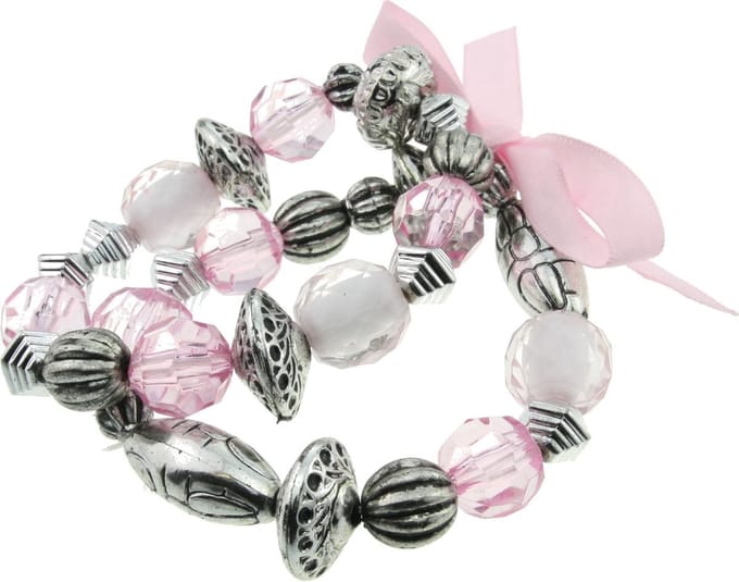 Behave - roze rekarmband met strikje - boho chic - speels accent