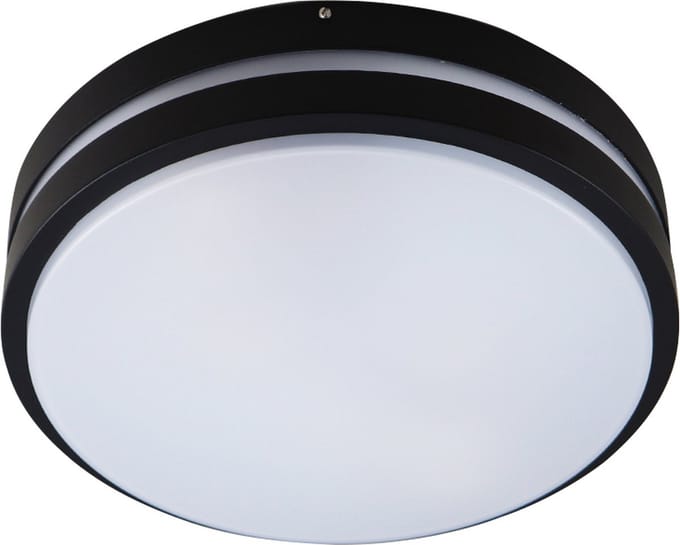 Olucia - JAMES - Buitenplafondlamp - Zwart / Wit - Vorm: Rond