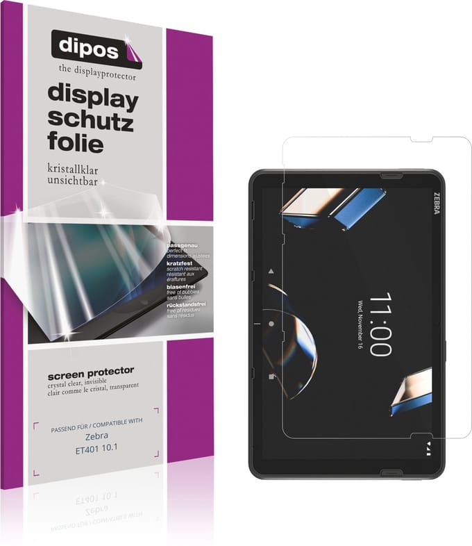 dipos – 2x Beschermfolie geschikt voor Zebra ET401 10.1 | Krasbestendige & heldere Screenprotector Ultra-Thin