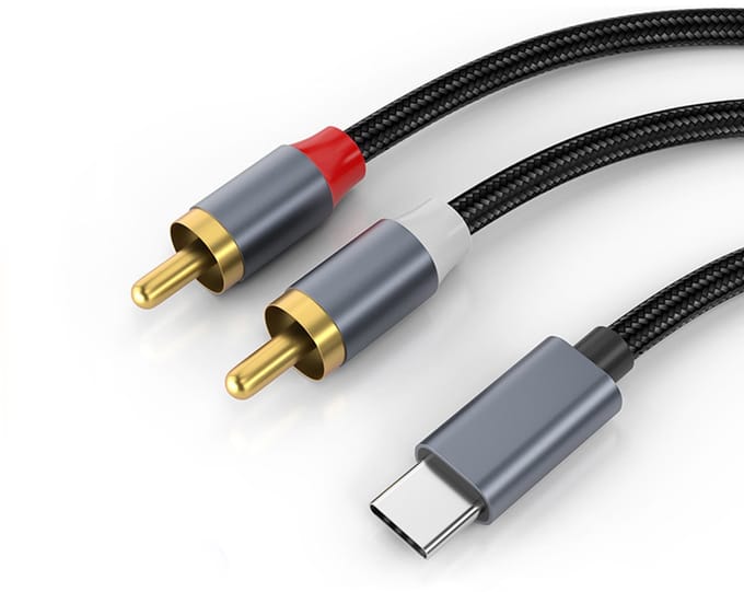 USB-C naar 2x RCA stereo audiokabel