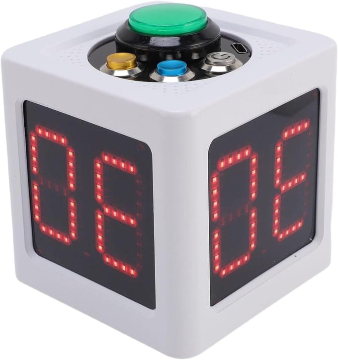 Digitale Schaakklok - Kubus Timer - Spel Tijdbeheer - Vierzijdig Display - 12x12x12 cm - Wit
