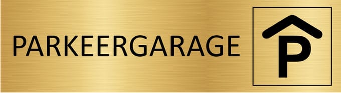 CombiCraft deurbordje Parkeergarage in goud met tape - 165 x 45 mm