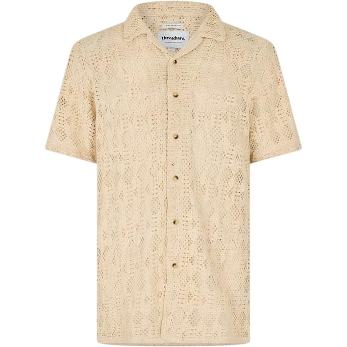 Threadbare Heren Rackes Slangenprint Korte Mouwen Shirt (Ecru)