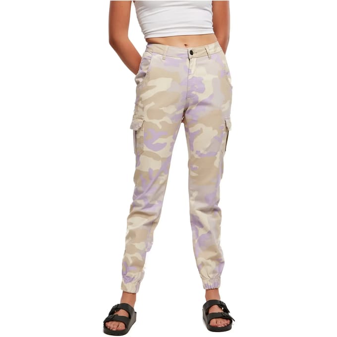 Urban Classics - High Waist Camo Cargobroek - Taille, 29 inch - Paars
