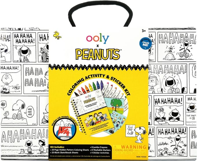 Ooly - Ooly x Peanuts - Snoopy kleur- en stickerset - 8 uitwasbare stiften & kleurpotloden
