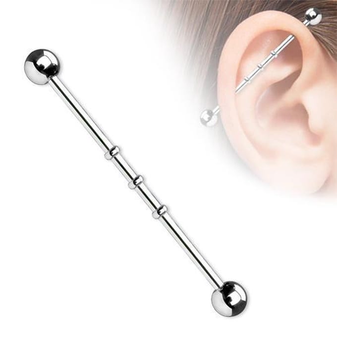 Industrial piercing Notched 38 mm - zilver - LMPiercings
