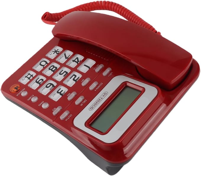 Bedrade Telefoon - Kantoortelefoon met display - Zakelijke Communicatie - Dubbele Interface - Grote Knoppen - Rood
