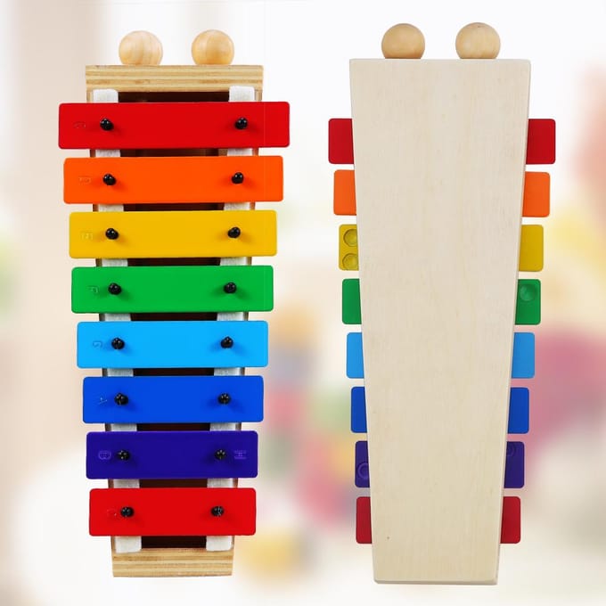 Ammoon 8 Compacte Taille Xylofoon Glockenspiel met Houten Stokken veelkleurig