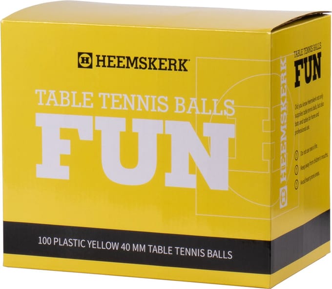 Tafeltennisballen Geel Heemskerk Fun - per 100 stuks