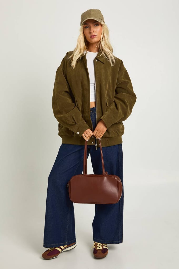 boohoo Dames Oversized Kunstsuede Jas | Kaki | Maat: 42
