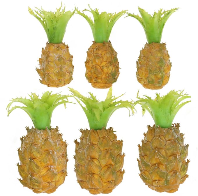 Mini ananas set Decoratief fruit Kunstmatig tropisch feest 6 stuks, 6