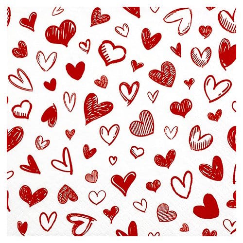 Home fashion servetten, hearts allover, formaat 33x33cm