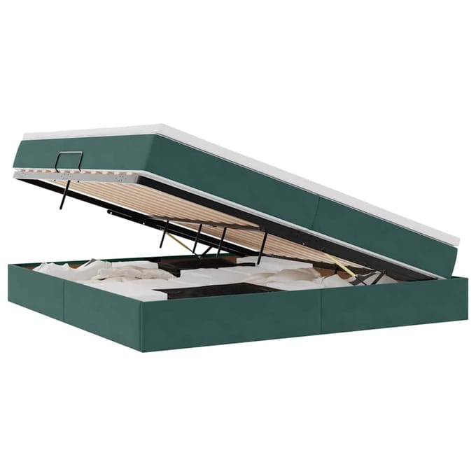 vidaXL - Opbergbed - met - matras - Donkergroen - 200 - x - 200 - cm - Fluweel