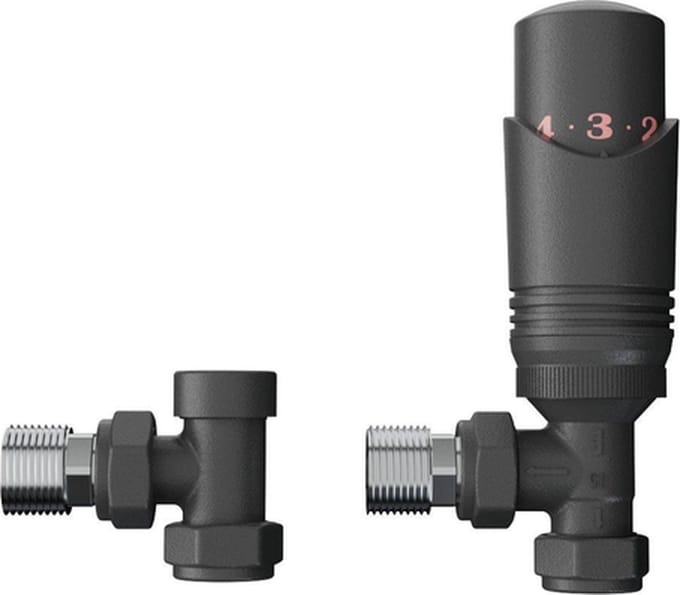 Rosani Classic universele radiator aansluitset haaks - mat zwart