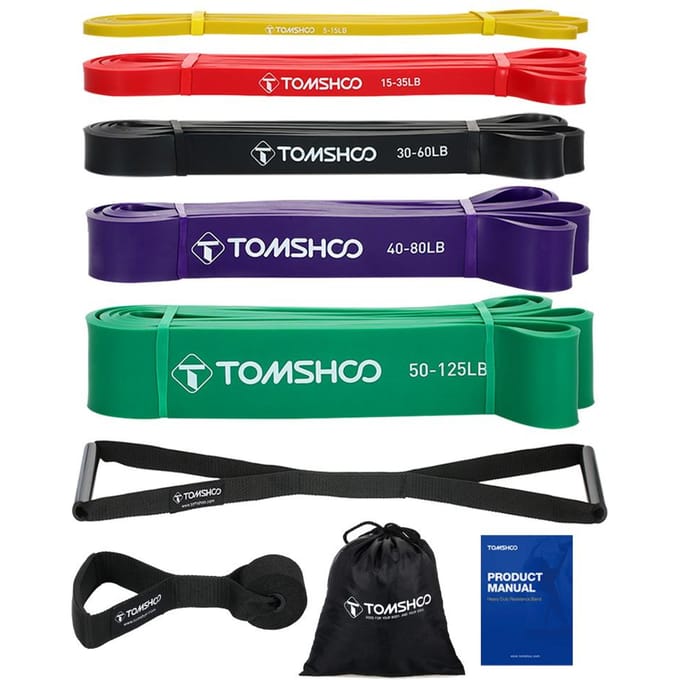 5-packs Optrekhulpbanden Set Weerstandslusbanden Powerlifting Oefening Stretchbanden met veelkleurig