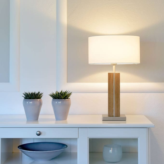 HerzBlut Dana tafellamp eiken geolied hoogte 56 cm
