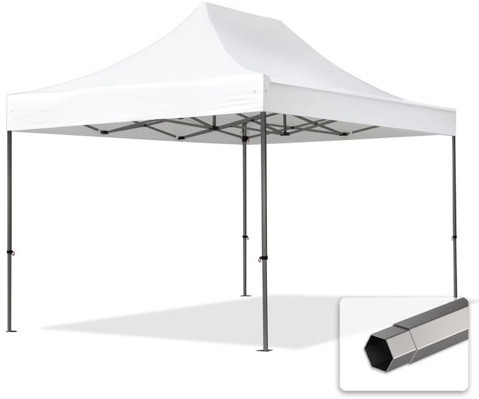 3x4,5 m Easy Up partytent Vouwpaviljoen, PREMIUM staal 40mm, wit
