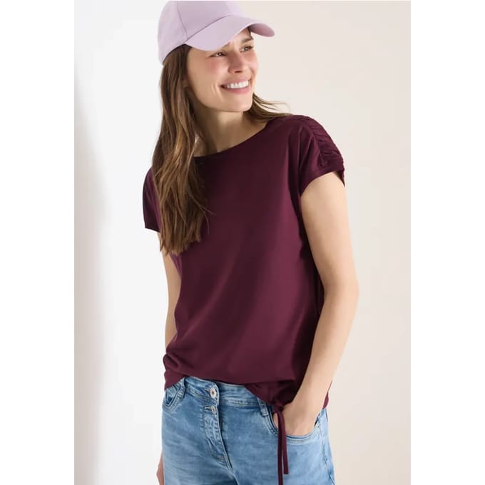 Shirt met korte mouwen en rimpels