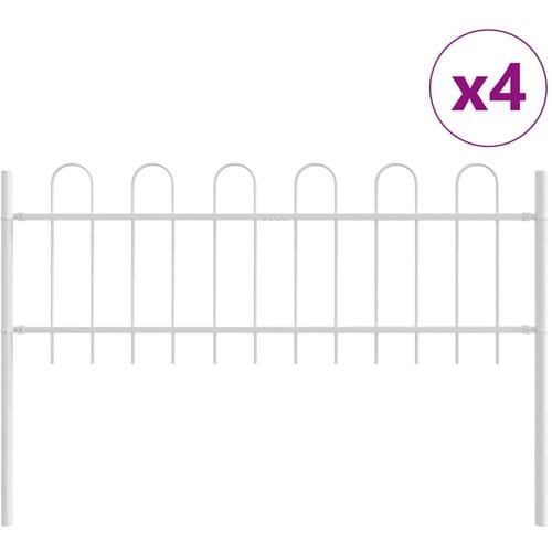 vidaXL - Tuinhek - BOXTEL - 4 - st - 6,8 - x - 0,6 - m - Poedergecoat - staal - Wit
