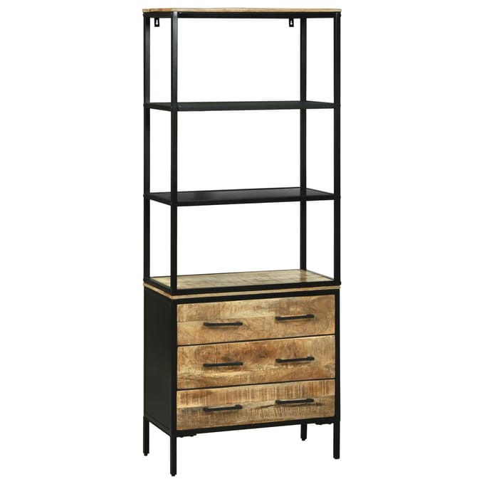 vidaXL - Highboard - met - lade - Bruin - 70 - x - 35 - x - 180 - cm - Massief - Mango - Hout