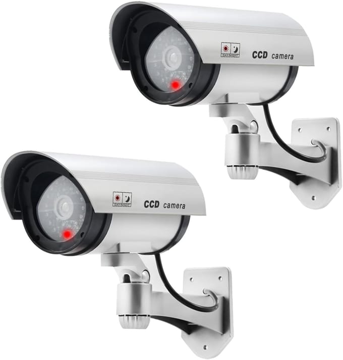 Dummy camera - Nep beveiliging - Diefstalpreventie - Knipperend ledlicht - 375 x 9 x 9 cm - Zilver