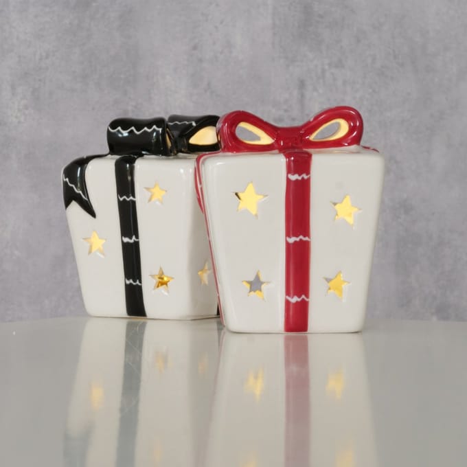 Beeld cadeautje LED H10cm keramiek