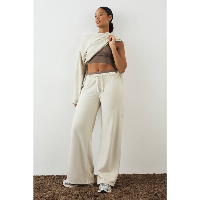 Dames DSGN Studio Premium Zwaargewicht Gewassen Rechte Pijp Jogger | Ecru | Maat: Large