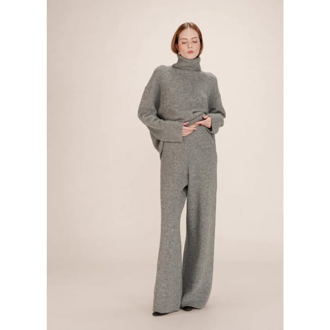Grace & Mila Taxton broek gebreid wol grijs
